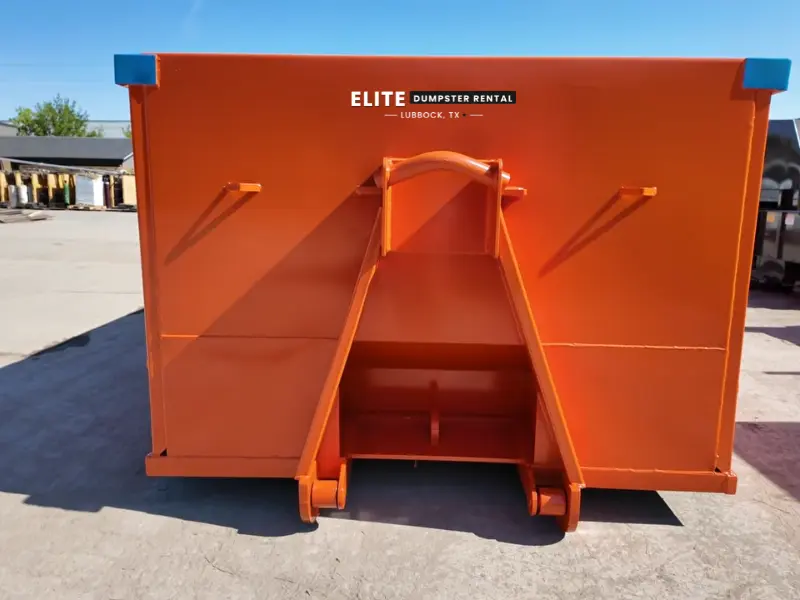 Orange roll-off dumpster rental in Lubbock, TX by Elite Dumpster Rental
